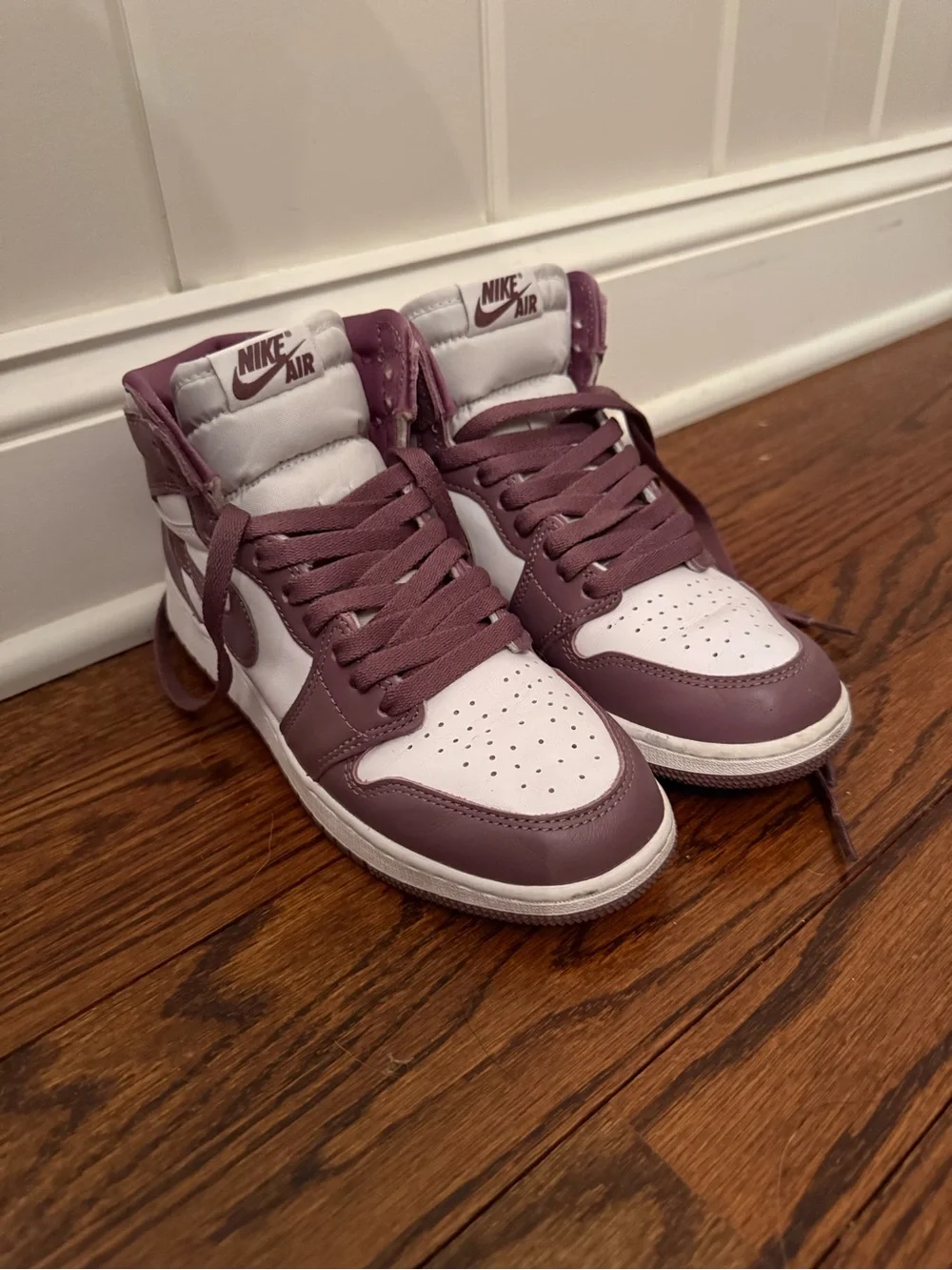 Nike Air High-Top Sneakers in Plum and White